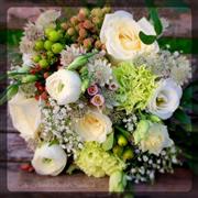 Winter White rose with Hypericum Bridal Bouquet 