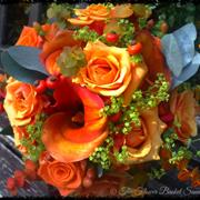  Zesty Orange rose and calla lily Bridal Bouquet 