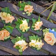 Peach Rose with Delphinium