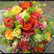  Citrus Roses and fountain grass Bridal Bouquet 