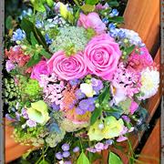 Pink Roses With Summer Flowers