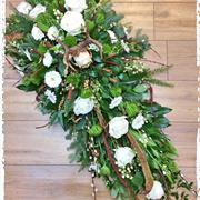 Natural White  Single Ended Casket Spray