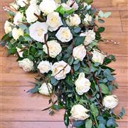  Natural white rose single ended casket spray
