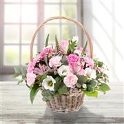 Cream &amp; Pink Basket Arrangement