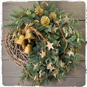 Gnarly gold bell Christmas wreath
